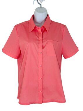 Foxcroft Women's Size 6 Wrinkle Free Short Sleeve Pink Shirt